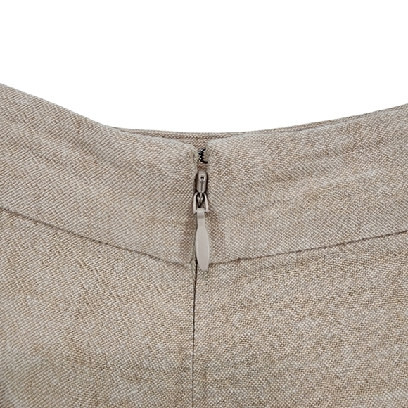 Madewell Women's Tan Linen Blend Ruffled Asymmetrical Hem Midi Faux Wrap Skirt - Picture 6 of 8